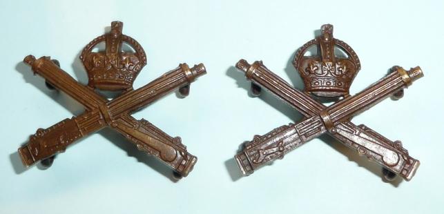 WW1 Machine Gun Corps ( MGC ) Officer's OSD Matched Pair of Bronze Collar Badges - Gaunt