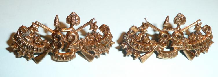 Canadian 82nd Abegweit Light Infantry Matched Pair of Gilding Metal Collar Badges