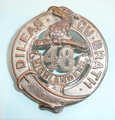 Canadian 48th Highlanders Silver Plated Glengarry Cap Badge - Ellis