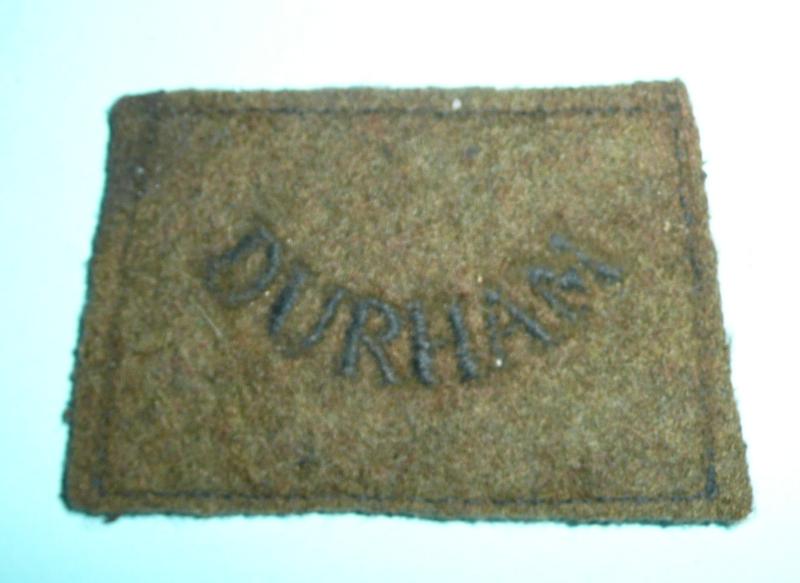 Durham Light Infantry ( DLI ) Embroidered Black on Khaki Cloth Slip-On Shoulder Title