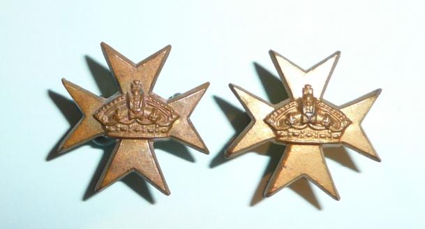 Royal Malta Militia Brass Other Ranks Collar Badges - Victorian Imperial Crowns (also worn by bandsmen of the 62nd Foot (The Wiltshire Regiment) (1873 -1881))