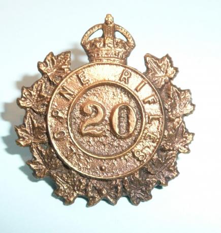 Canadian Militia - 20th Lorne (Scots) Rifles Collar Badge
