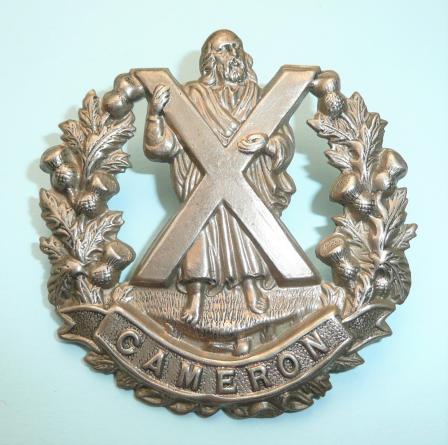 The Queens Own Cameron Highlanders (79th Foot) White Metal Glengarry Cap Badge