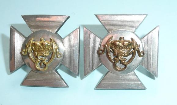Wiltshire Regiment Officers Pair of Silver Plated with Gilt Mounted Device Collar Badges