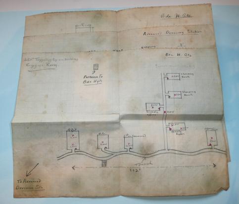 WW1 Royal Engineer Plans and Schematics for Three Sections of a WW1 Trench - Advanced Dressing Room, Battalion HQ and Brigade HQ