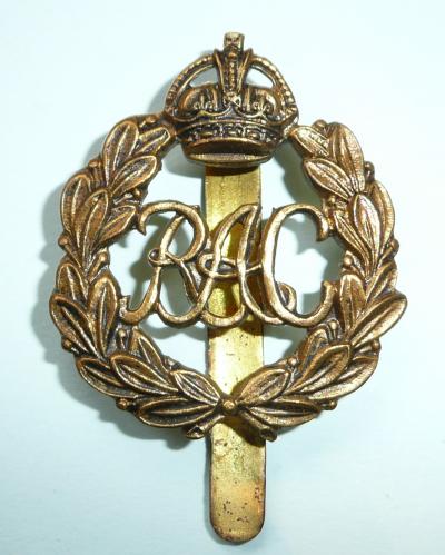 WW2 RAC Royal Armoured Corps 1st Pattern Brass Cap Badge