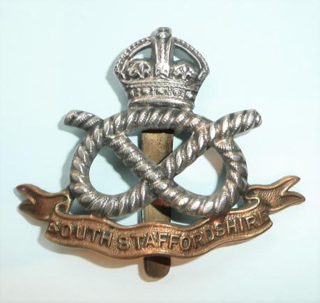 South Staffordshire Regiment Bi-metal Cap Badge, Kings Crown