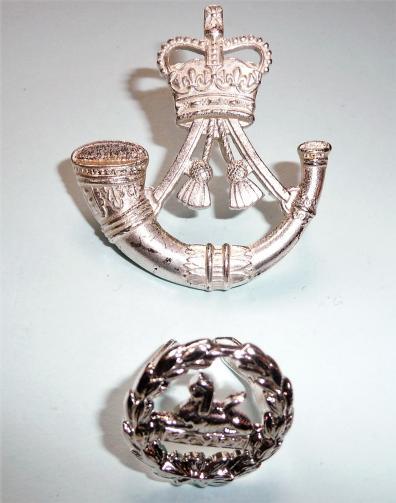 The Rifles NCOs Silver Plate Cap Badge & Chromed Back Badge Set