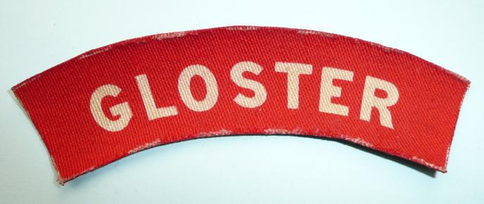 GLOSTER - WW2 Printed Title - The Gloucestershire Regiment, White on Scarlet