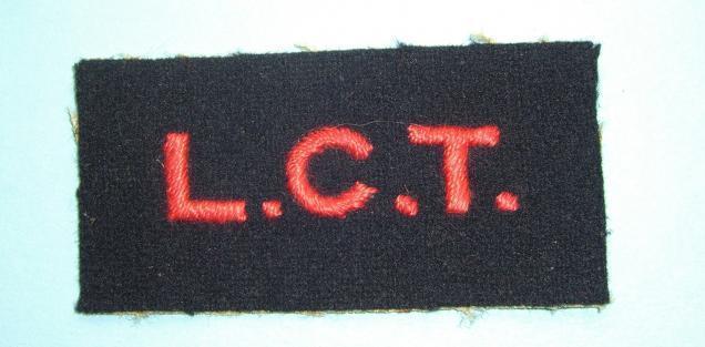 D-Day 6th June 1944 - Landing Crafts Tanks (LCT) Embroidered Red on Black Shoulder Title