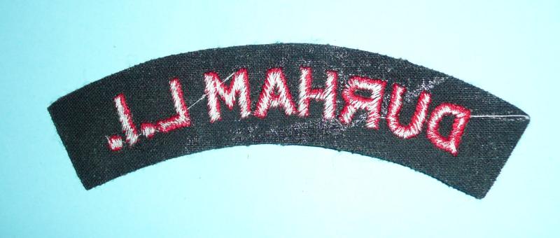 6th Battalion Durham L.I. ( DLI ) Other Ranks Embroidered Red on Green Felt Cloth Shoulder Title