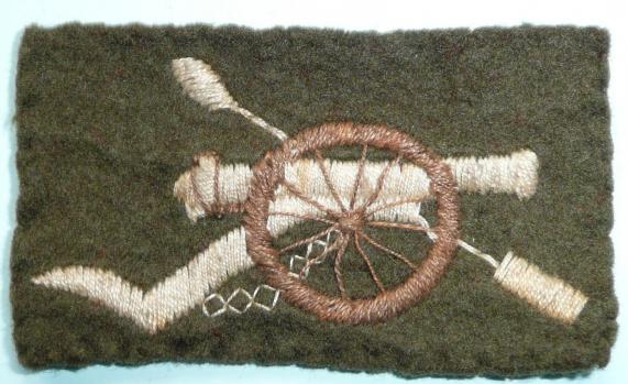 WW2 Royal Artillery Embroidered Khaki NCOs Arm Badge