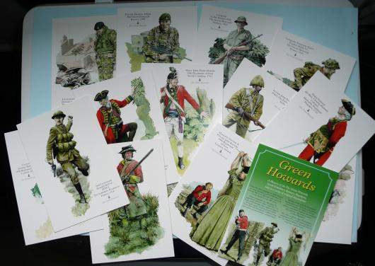 Set of 15 Different Modern Coloured Art Cards Celebrating the History of the Green Howards