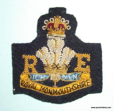 Royal Monmouthshire Royal Engineers officers bullion side cap badge