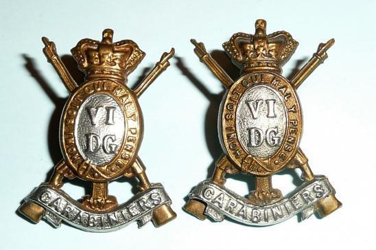 QVC Victorian 6th Dragoon Guards (Carabiniers) Pair of Bi-metal Collar Badges