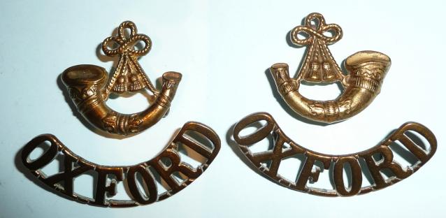 Ox & Bucks Light Infantry Brass Matched  Facing Pair of 2 Piece Shoulder Titles