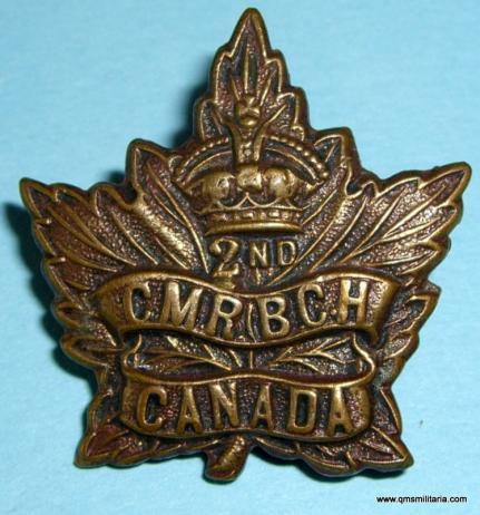 WW1 2nd Canadian Mounted Rifles ( British Columbia Horse ) Collar Badge