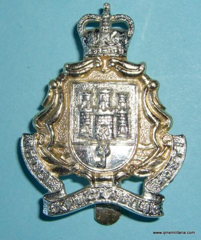 The Royal Gibraltar Regiment Anodised Aluminium AA Cap Badge - Firmin