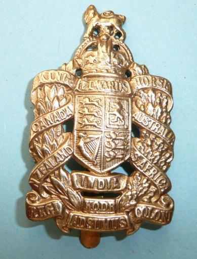 King Edwards Horse ( The Kings Overseas Dominions Regiment ) Yeomanry Brass Cap Badge - Adsumus spelling