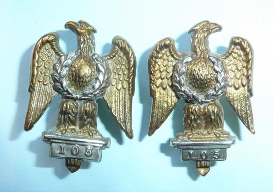 Royal Dragoons (1st Dragoons) Facing Pair of Bi-Metal Collar Badges