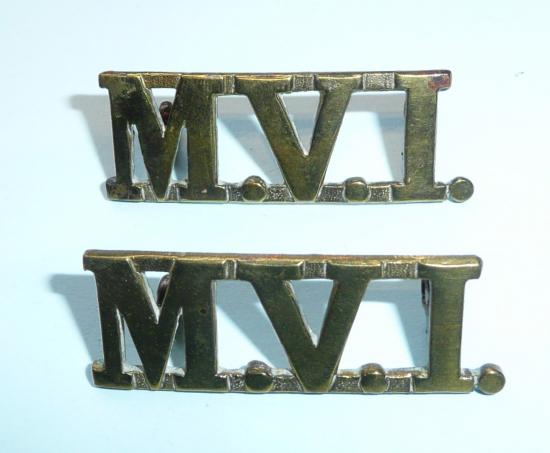 MVI Malayan Volunteer Infantry Matched Pair of Brass Shoulder Titles