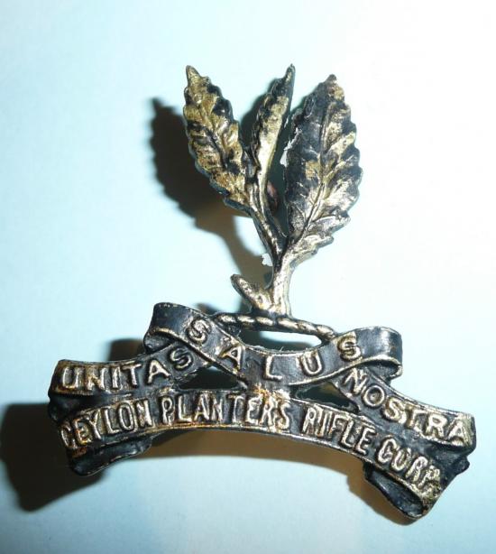 Ceylon Planters Rifle Corps Cast Blackened Brass Cap Badge