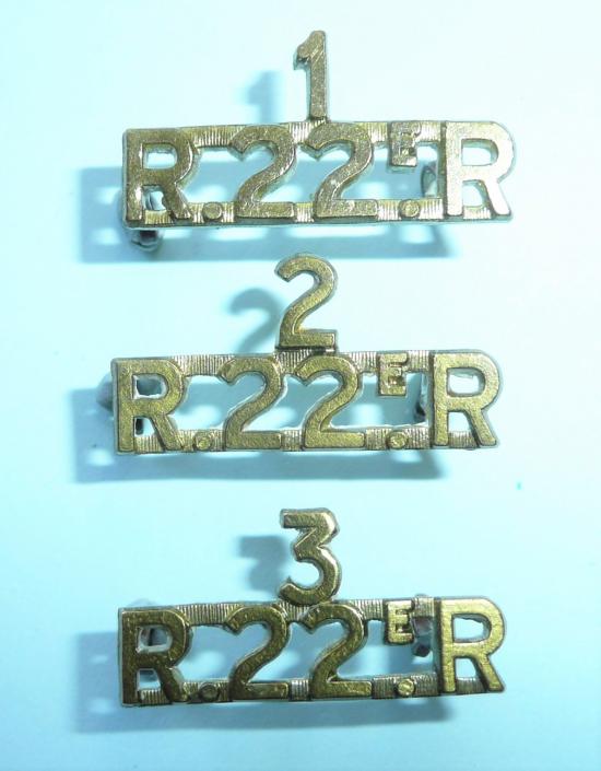 Canadian Royal 22nd Regiment Set of Brass Shoulder Titles for the 3 Battalions