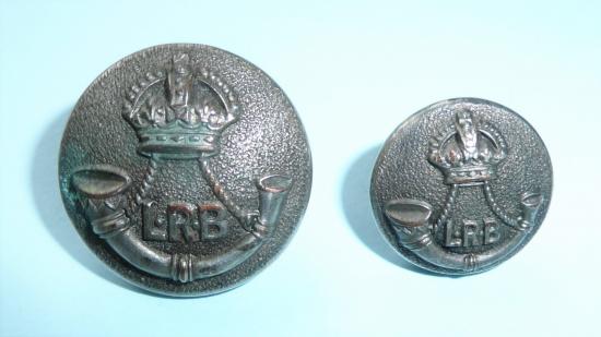 5th City of London Battalion - London Rifle Brigade (LRB) Pair of Officers Blackened Silver Plated Buttons