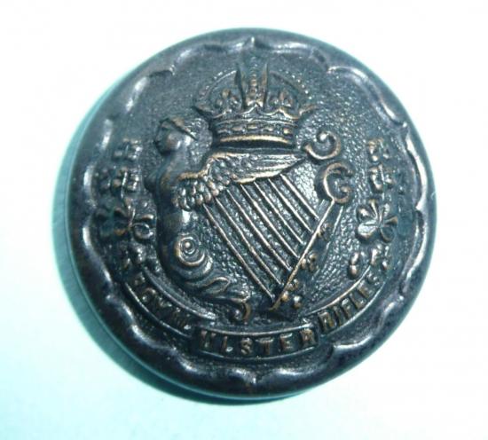 The Royal Ulster Rifles ( RUR ) Officers Black Metal Large Pattern Button, Kings Crown