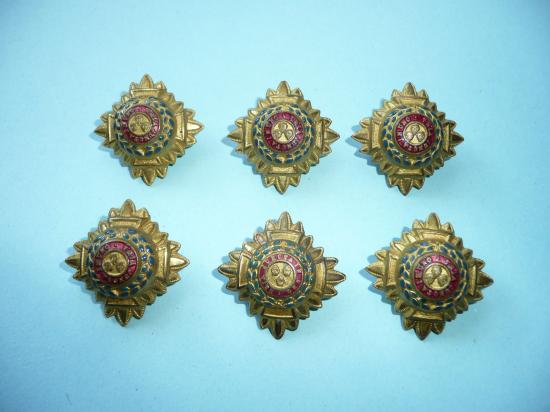 Set of six matched British Army Officers Gilt and Enamel Rank Epualetter Badges / Pips / Bath Stars