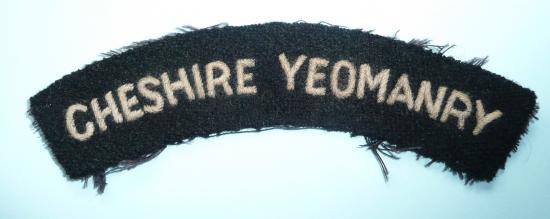 WW2 Cheshire Yeomanry (17th LOC Signal Regiment) Embroidered Cloth Shoulder Title