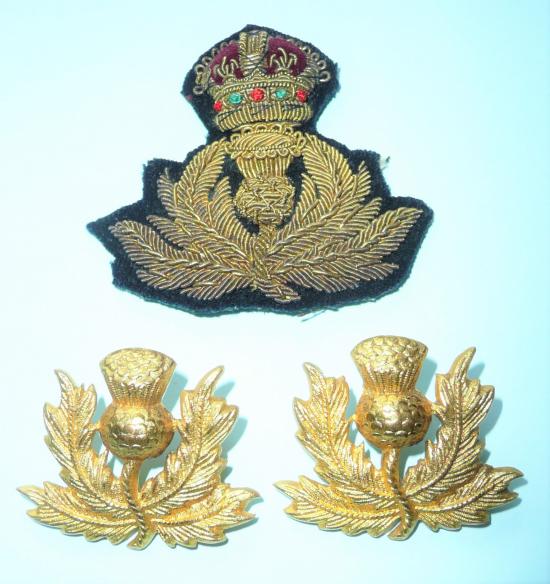 Lord Lieutenant of Scotland Bullion Kings Crown Cap Badge and Gilt Collar Badge Set