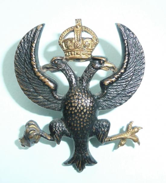 Scottish Lanarkshire Yeomanry Officers Black, Gilt and Silvered Cap Badge