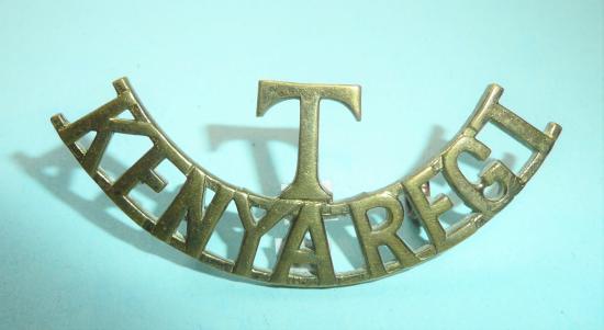 T / Kenya Regiment One Piece Brass Shoulder Title