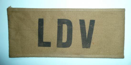 WW2 Home Front - Official LDV (Local Defence Volunteers - later the Home Guard) Black on Khaki  Armlet