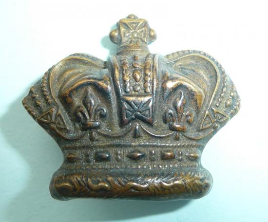 Victorian QVC Rifle Volunteer Regiments Generic Blackened Brass Pattern Glengarry Crown for wear above a HPC, post 1881