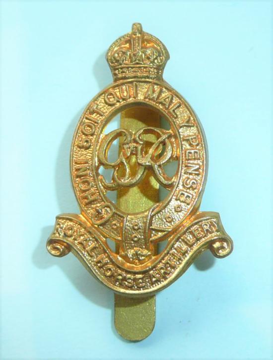 Royal Horse Artillery (RHA) Gilding Metal Brass Beret Cap Badge, King's Crown