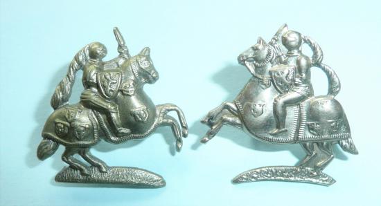 Fife & Forfar Yeomanry Facing Pair of White Metal Collar Badges