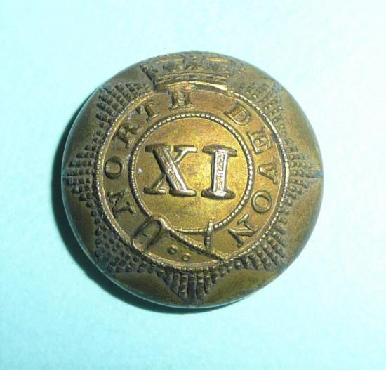 11th (North Devon) Regiment of Foot (Devonshire) Officers Large Pattern Coatee Button, pre 1855