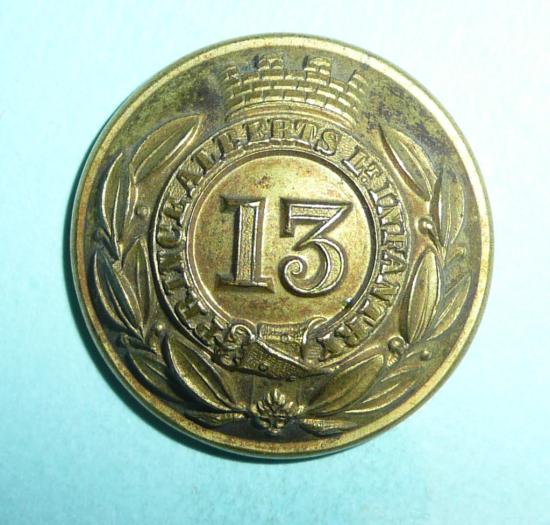 13th (Somerset) Light Infantry Foot Officers Large Pattern Gilt Button, Pre 1881