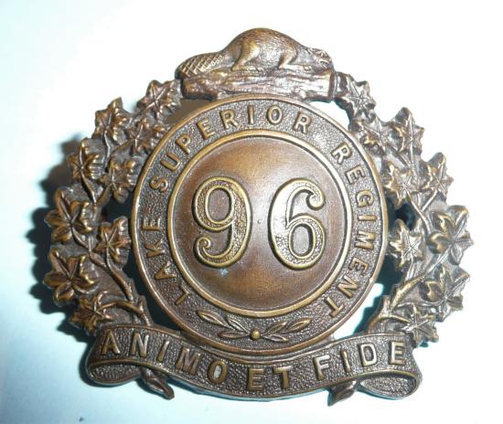 Canadian Militia - 96th Lake Superior Regiment Cap Badge - Hicks