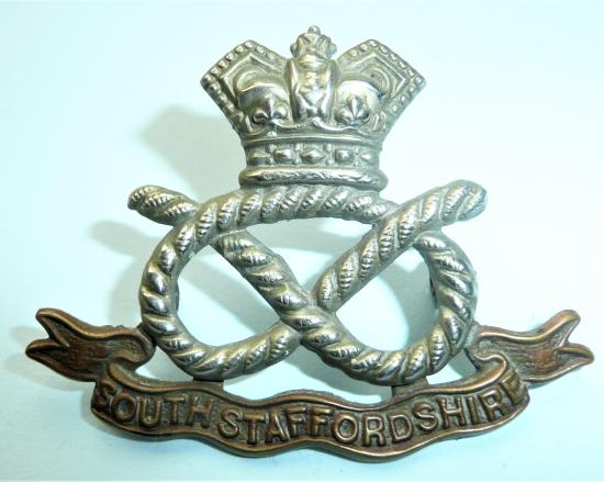 The South Staffordshire Regiment ( 38th & 80th Foot) Victorian QVC Other Ranks Bi-metal Cap Badge