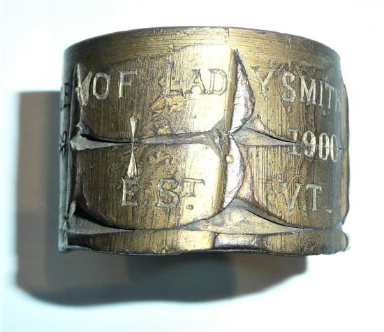 Boer War Trench Art Brass Shell Converted to Napkin Ring Commemorating the Siege of Ladysmith 1899 - 1900, Initials of owner