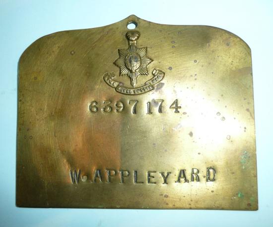 Royal Sussex Regiment Brass Bed / Duty Plate - Attributed