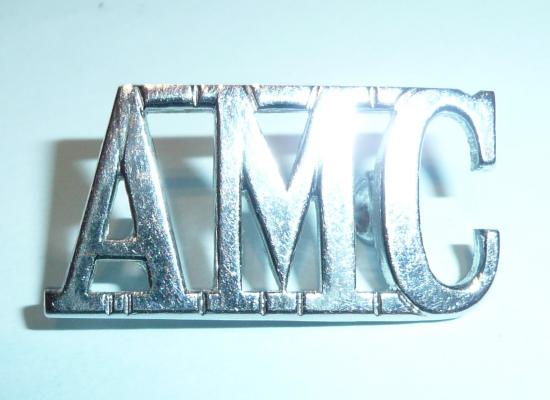 AMC Air Ministry Constabulary Chromed White Metal Shoulder Title