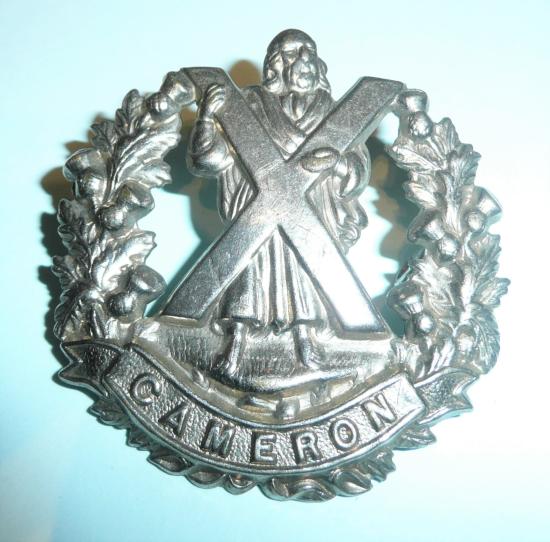 Cameron Highlanders Chromed White Metal Glengarry Badge