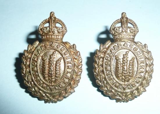 Westmorland and Cumberland Yeomanry Matched Pair of Gilding Metal Collar Badges