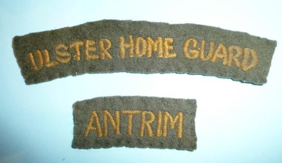 WW2 Ulster Home Guard / Antrim Embroidered Felt Cloth Combination Set
