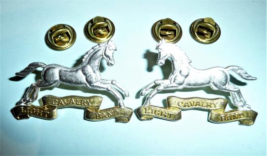 The Band Of The Light Cavalry – Matched Facing Pair of Silver & Gilt Collar Badges