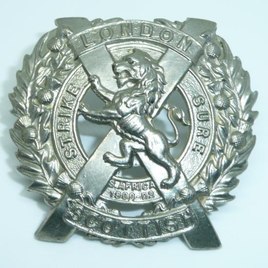 London Scottish White Metal Cap Badge